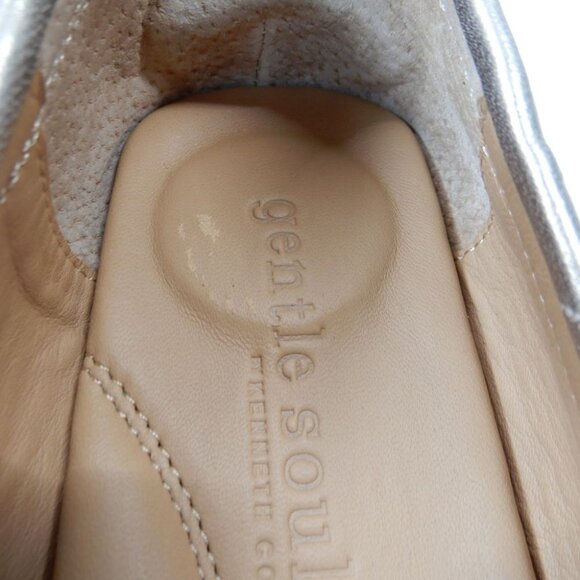 Gentle Souls Madison Driving Loafers Flats 7 Gravel Metallic Leather Comfort NEW - Picture 16 of 16